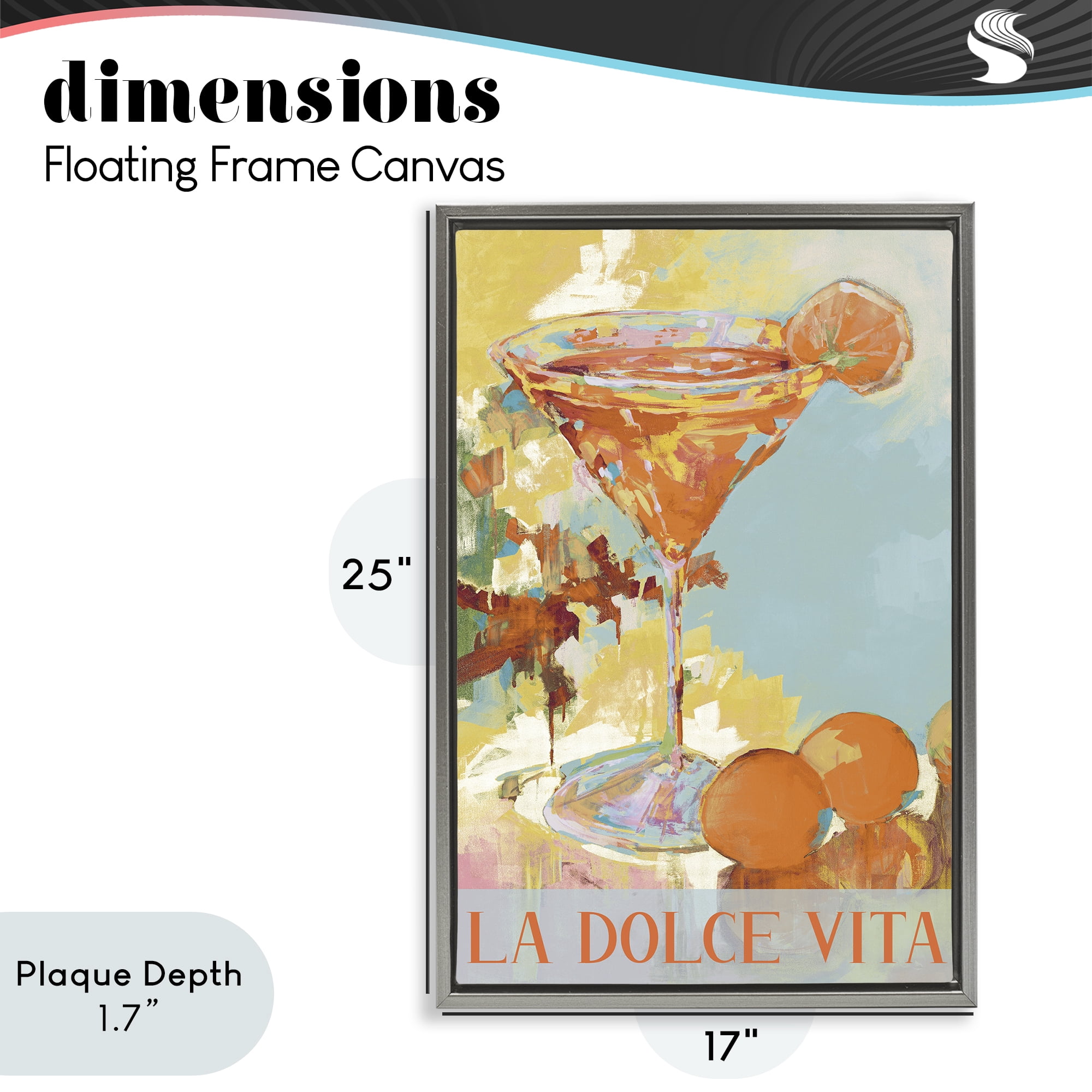 Stupell Industries La Dolce Vita Citrus Cocktail Gray Framed Floater Canvas Wall Art, design by Jane Slivka