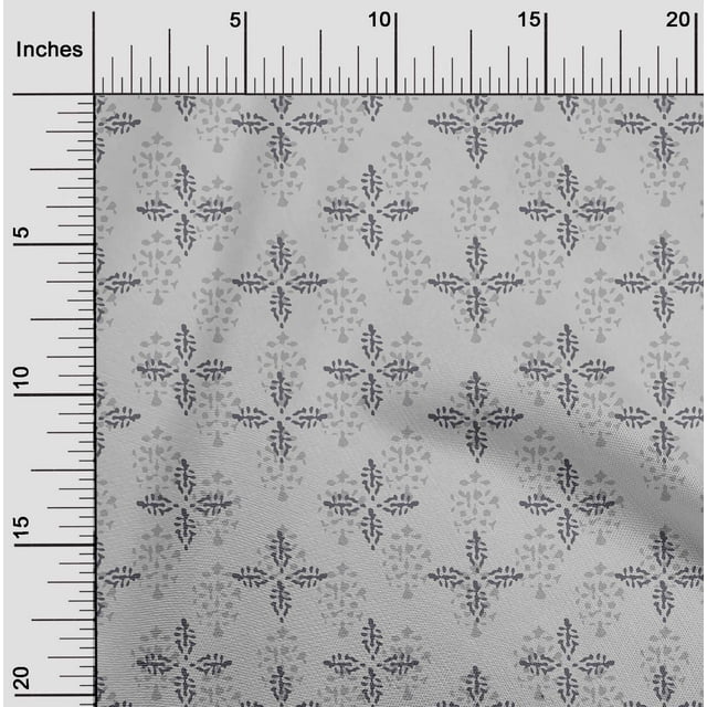 oneOone Cotton Flex Fabric Floral Block Printed Fabric 1 Yard 40 Inch Wide