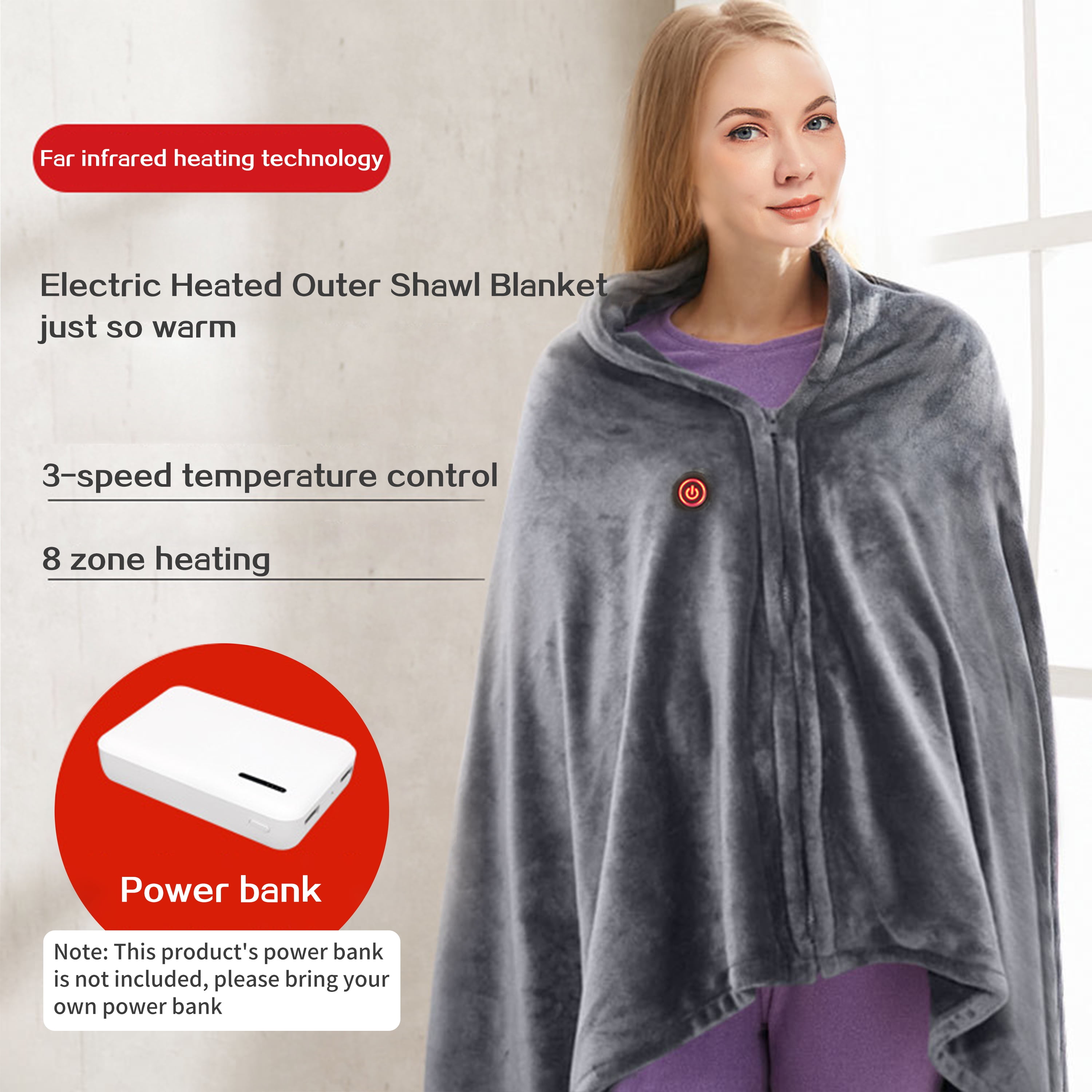 Electric Heated Shawl Blanket, Battery Operated USB Cordless Wrap for  Women, Heating Scarf Flannel Warm Cape for Home Car Office Chair-Machine  Washable ,59in*33.5in - Walmart.com