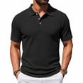 thumbnail image 2 of KLHDSF Men's Knit Polo Shirts Casual Short Sleeve Button Down Polo Shirt Classic Golf Shirts Black L, 2 of 7