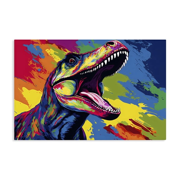 Stupell Industries Contemporary Brightly Colored Dinosaur Canvas Art, 24 x 16, by Creative Studio