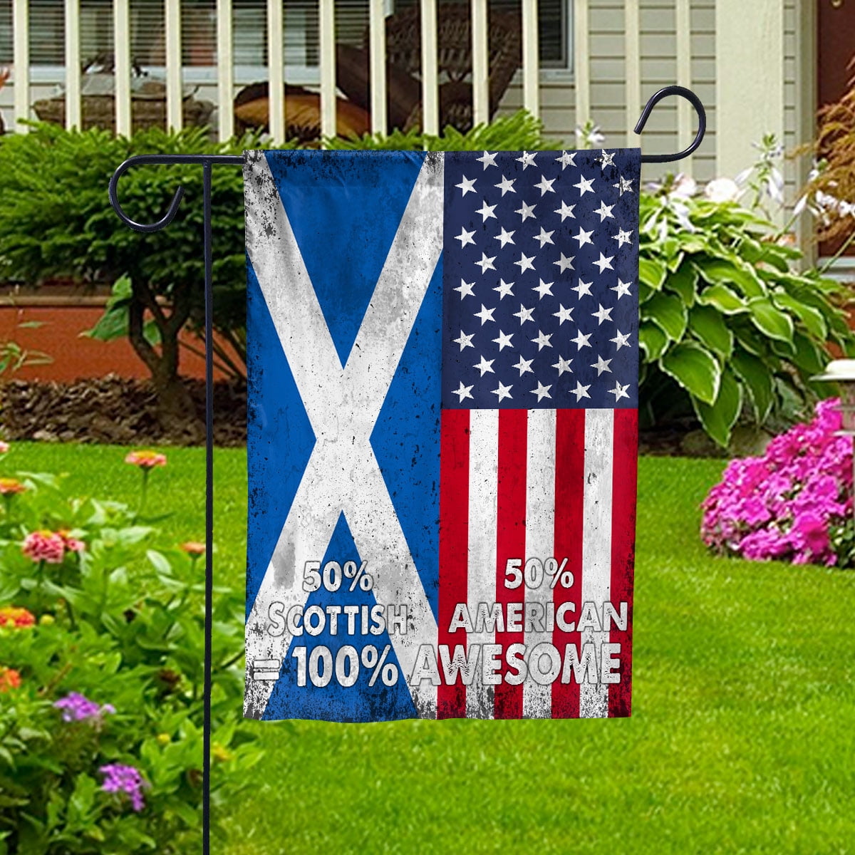 Flag American Half Scottish Flag Scottish American Friendship Scotland U.S.A Patriotic Proud House Flag, Double-Sided Decorative Outdoor Flag, Polyester Yard Flag 29.5 x 39.5 in