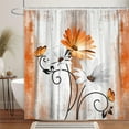 thumbnail image 3 of Rustic Farmhouse Shower Curtain, Farm Orange Daisy Floral Fall Flowers and Butterfly on Country Wooden Autumn Shower Curtain for Bathroom, Yellow Grey Gray Red Gold Curtain with 12PCS Hooks, 72X72IN, 3 of 6