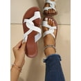 thumbnail image 1 of Minimalist Twist Design Thong Sandals, White Fashionable Solid Color Women's Flat Sandals, 1 of 5