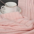 thumbnail image 7 of PiccoCasa Cotton Blanket Decorative Cable Knitted Throw Knit Blankets, 70"x78" Baby Pink, 7 of 7
