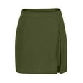 thumbnail image 6 of Stamzod Plaid Skirts for Women Solid Color Summer A-Line Split Pencil Skirt Casual Corduroy Mini Skorts for Woman Army Green L, 6 of 8