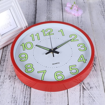FOMIYES Silent Wall Clock with Hands, Red Round Decorative Design, Easy Hanging for Accurate Time Display