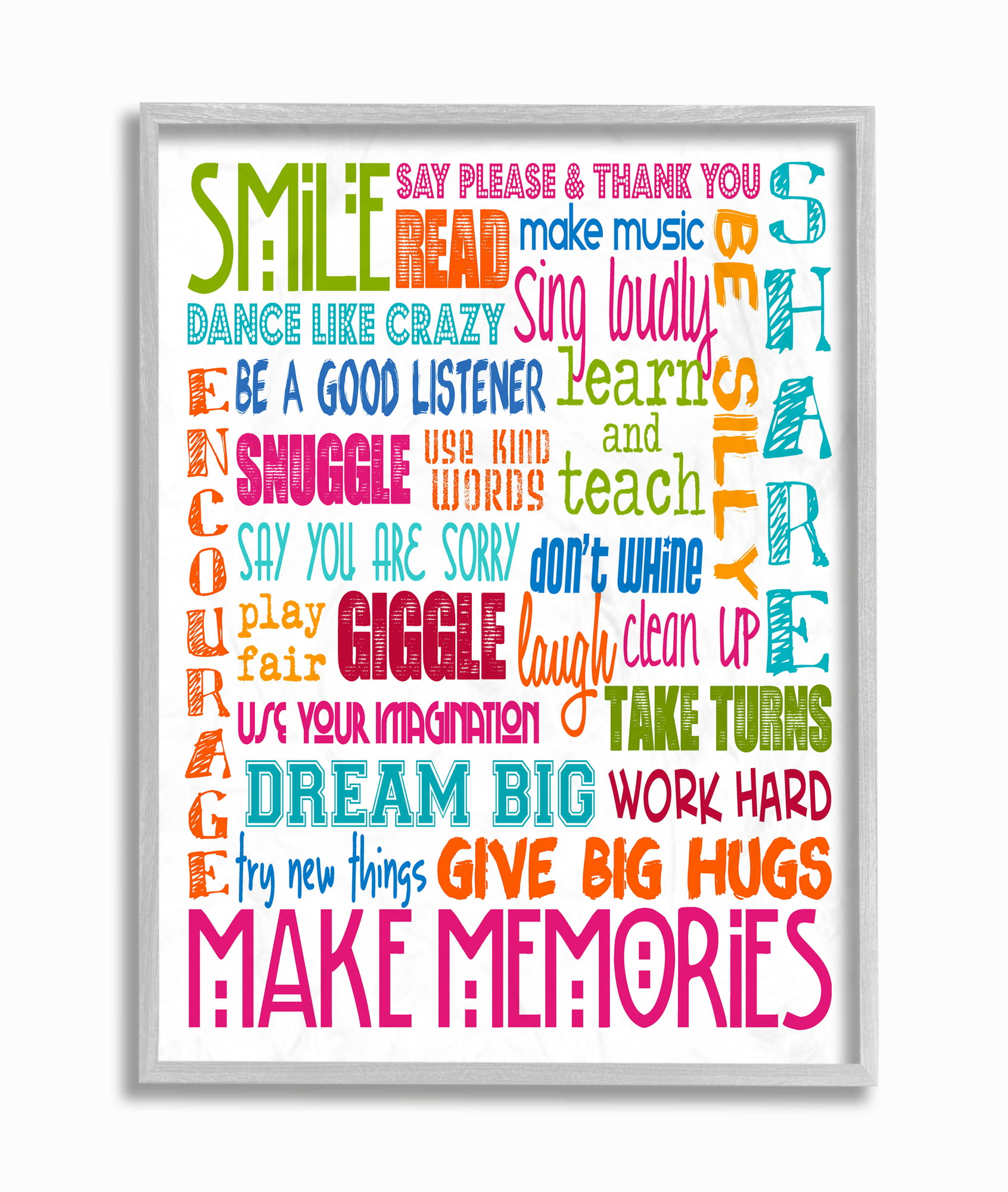 Design by Artist Erica Billups Stupell Industries Smile Make Memories Rainbow Wall Plaque 13 x 19 