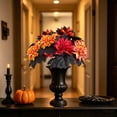 thumbnail image 4 of FEOLGEHLY Halloween Decorations Outdoor Indoor, Halloween Black Orange Simulated Bouquet Dark Wind Rose Sunflower Dahlias Flower Arrangement Festival Floral Decoration Fake Flowers (Red), 4 of 6