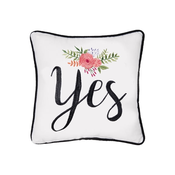 Yes/No Embroidered Small Petite Accent Throw Pillow