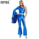 thumbnail image 2 of Traje de baile de Jazz Hippie Disco de los años 70 para mujer, disfraz de Cosplay, mono individual de manga larga, parte inferior acampanada metálica brillante, 2 of 5