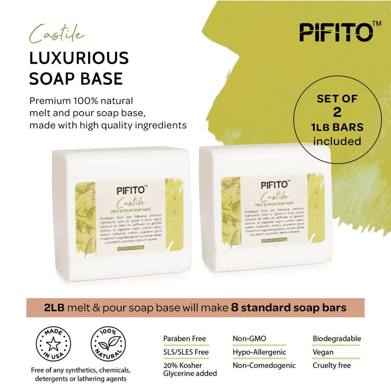 Pifito White Melt and Pour Soap Base (5 lb) │ Premium 100% Natural Glycerin  Soap Base │ Luxurious Soap Making Supplies 