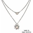 thumbnail image 2 of Double Chains Moon and Sun Layered Choker Necklace Sunflower Opal Pendant Necklace Gift for Women, 2 of 4