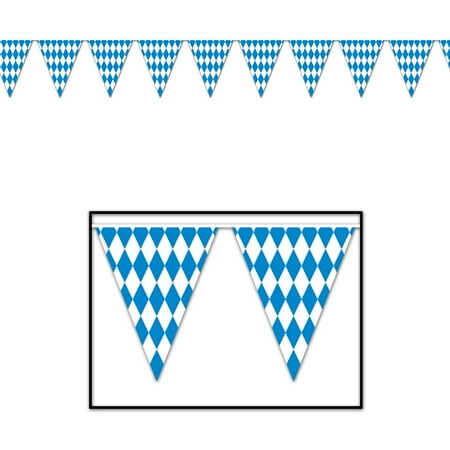 Club Pack Of 12 Blue And White Oktoberfest Pennant Banner Hanging