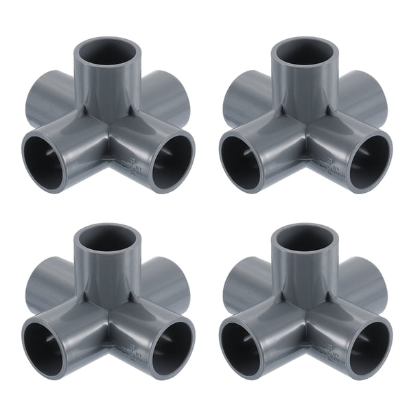 Conectores de codo de 5 vías de 3/4", 4 Pcs, Gris