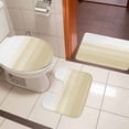 thumbnail image 4 of Beige White Stripes Bath Mat 3 Piece Bathroom Rug Set, Farmhouse Modern Gradient Lines Non Slip Bath Rug Contour Mat and Toilet Lid Cover, Absorbent Shower Mats Soft Bath Rugs and Mats Sets, 4 of 8