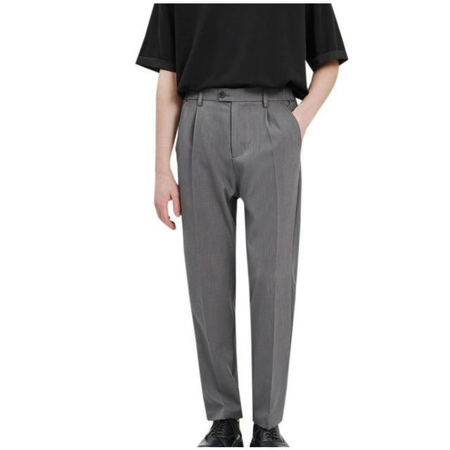 Pantalones largos de moda para hombre, casuales, de color sólido, con bolsillos y cintura elástica, pantalones de vestir, pantalones cortos para hombre.