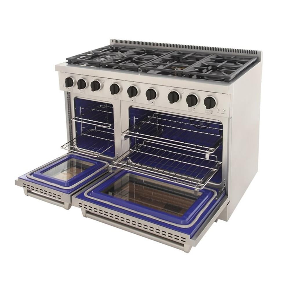Pemberly Row 48" Stainless Steel Propane Gas Range in Black/Silver