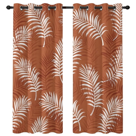 Palm Leaves Blackout Curtains 84 Inches Long Coastal Tropical Terracotta Palm Leaf Thermal Insulated Room Darkening Drapes with Grommets for Living Room 42 W x 84 L 2 Panels
