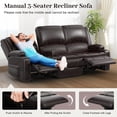 thumbnail image 4 of LOBERFVE 3 Seater Recliner Sofa, Manual Reclining Chair with 2-tier Cushion, Recliners for Living Room with Removable Console, Hidden Storage Space, Cup Holders - Brown, 4 of 9