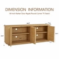 thumbnail image 4 of 64" Wave Shape TV Stand Boho Modern - Natural Wood Grain Rattan Cabinet, Press-Spring Doors & Cord Management, Multi-Functional Storage Sideboard`, 4 of 9