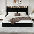 thumbnail image 6 of Amolife King Size Storage Bed Frame with Charging Station & 3 Drawers, Velvet Platform Bed with Upholstered Wingback Headboard, 1000 LBS Capacity, Black, 6 of 14