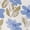 Blue, variant on INSPIRE CHIC Mock Neck Top for Women Summer Boho Floral Button Down Shirt Puff Short Sleeve Casual Work Chiffon Blouses XS Blue