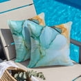 thumbnail image 5 of Abstract Teal Throw Pillow Cover Green Gold Marble Natural Stone Cracks Modern Cotton Linen Cushion Cover Throw Pillow Case with Invisible Zipper for Couch Sofa Bed Chair Car 16x16 Inch, 5 of 14
