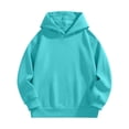 thumbnail image 5 of Afuyipoi Kids Solid Color Long Sleeve Hooded Sweatshirt With Pocket 100% Cotton Size 2-14 Years Sky Blue Size 13, 5 of 8
