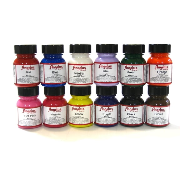 Angelus Vinyl Sneaker Acrylic Paint Kit 12 colors | 1.oz each bottle |
