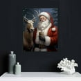 thumbnail image 4 of ONETECH Santa Claus Canvas Wall Art Christmas Wall Decor Santa with Reindeer Picture Vintage Santa Portrait Painting Decor Frame, 4 of 4
