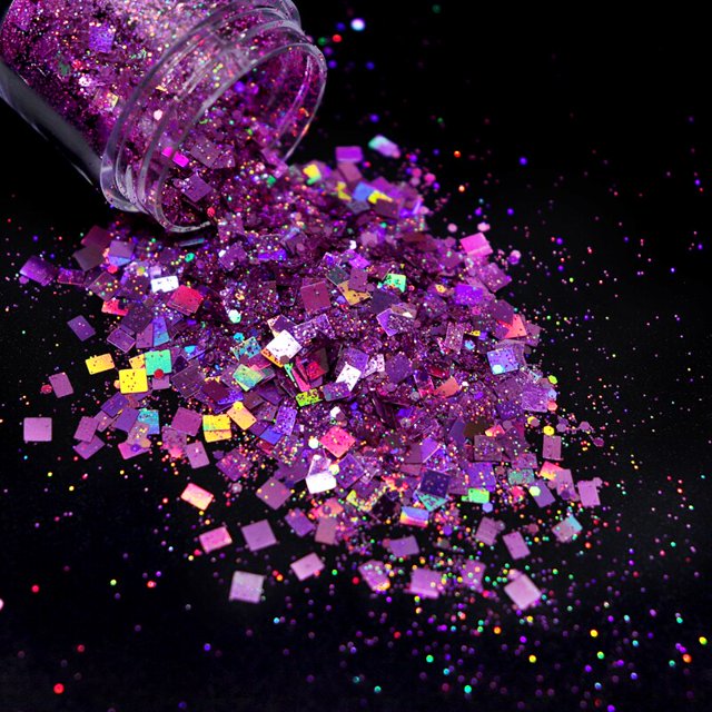 Lentejuelas iridiscentes para uñas, polvo acrílico holográfico, sirena Hexagonal, lentejuelas gruesas con purpurina, Gel de pulido, decoración artística de uñas, 7G
