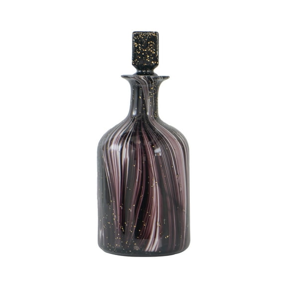 A&B Home Stromart Glass Decanter - 7"Dia. x 16.5"H - Black/White/Gold