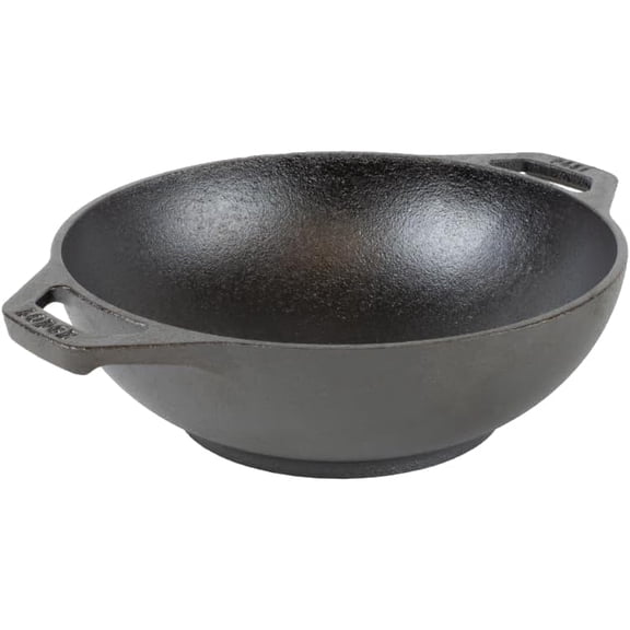 9 Inch Cast Iron Mini Wok w/Loop Handles