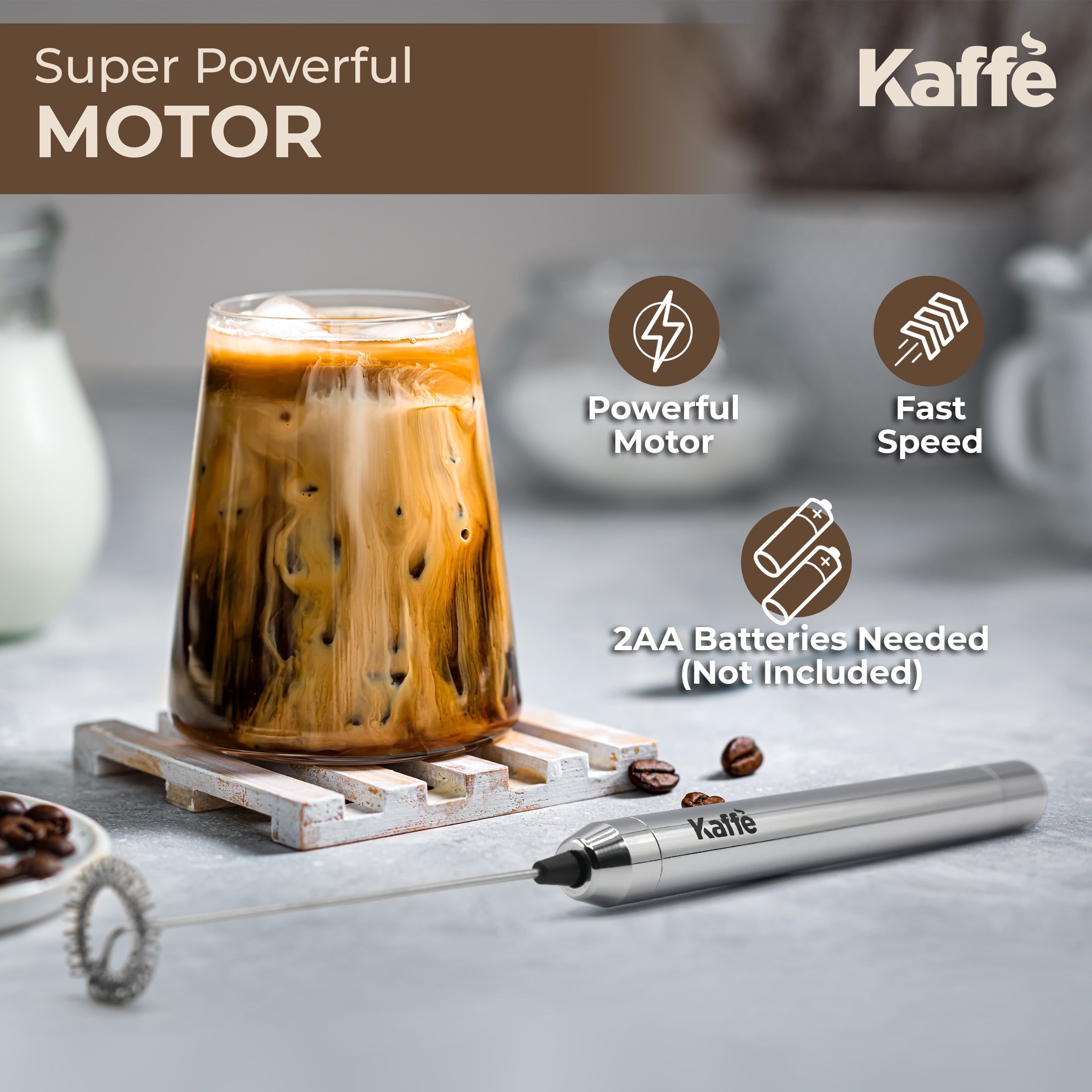 Electric Milk Frother Wireless Battery Power Standing Non-Stick Coffee  Latte Auto Tools Hot /Cold Usable For Kitchen Convenience