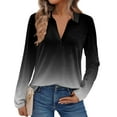 thumbnail image 2 of Women's Fashion Athleisure Solid-Color Long-Sleeve Stand-Collar Polo Shirt Top, Comfortable & Skin-Friendly & Breathable, Gifts for Women, 2 of 5