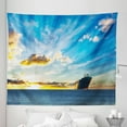 thumbnail image 1 of Nautical Tapestry, Scenic Dreamy Sky View with Big Commercial Ship in the Ocean Leads to the Urban Harbor, Fabric Wall Hanging Decor for Bedroom Living Room Dorm, 5 Sizes, Blue, by Ambesonne, 1 of 1