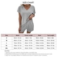 thumbnail image 3 of Conjunto de salón para mujer Conjunto de manga corta de 2 piezas Cuello en V Cintura elástica Trajes casuales de punto para el hogar Gris M, 3 of 3