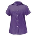 thumbnail image 4 of KBZDBZC Dressy Blouses for Women Women's Casual Loose Summer Short Sleeve Solid Color Button Down Shirt T Shirt Women's Blouses Womans T Shirts Womens Tee Shirts (Purple1,XXL), 4 of 6
