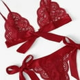 thumbnail image 6 of Women Bra Cute Underpant Plus Size for Women Cute Scalloped Trim Tie Side Bra Lingerie for Women Lace Set Lingerie Bow Satin Chemise Lingerie for Women Plus Size, 6 of 6