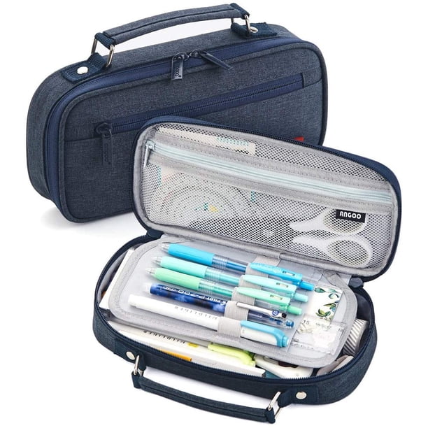 Estuche de gran capacidad para lápices, para colegio, escuela, oficina, bolsa grande para lápices, para niñas, niños, adolescentes, color azul Adepaton CZBG-XM119-2