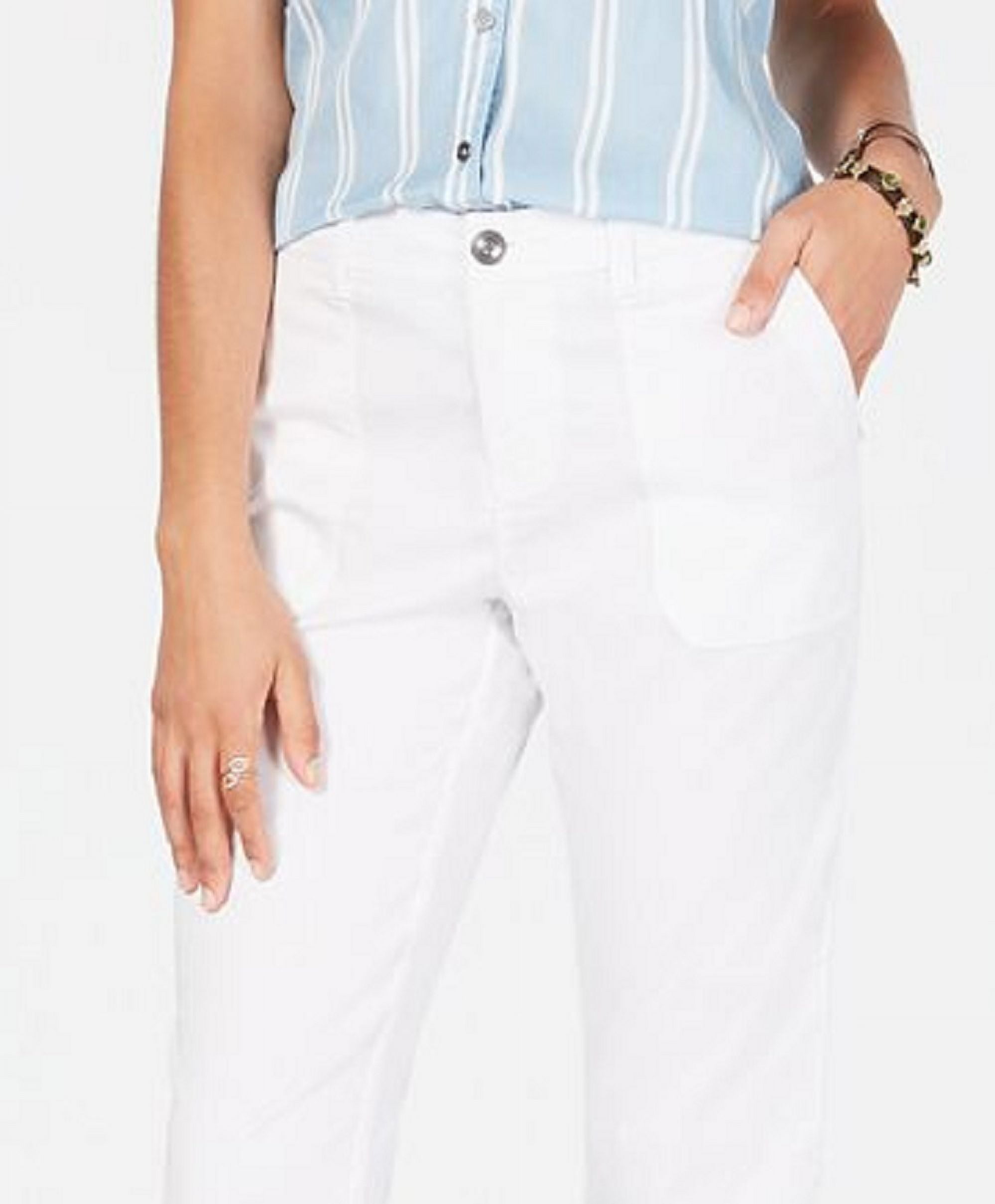 Style & Co. Womens Utility Cuffed Capri Pants White Size 10