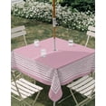 thumbnail image 3 of Square Outdoor Tablecloth with Umbrella Hole Pink Greek Key Outside Table Cloth Waterproof Patio Table Cover Geometric Greece Ancient Farmhouse Geo Zipper Tablecloths for Picnic Camping 60x60 Inch, 3 of 8