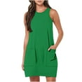 thumbnail image 1 of LSLJS Nouvelle Robe Sans Manches à Col Rond avec Poche pour Femmes, Robe d'Été de Plage, 1 of 7