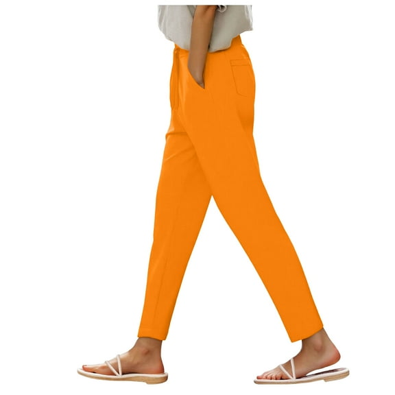 GEWSEY Womens Dress Pants Business Casual 2025 Trendy High Waisted Ankle Length Dressy Trousers Slacks Work Clothes (Orange, S)