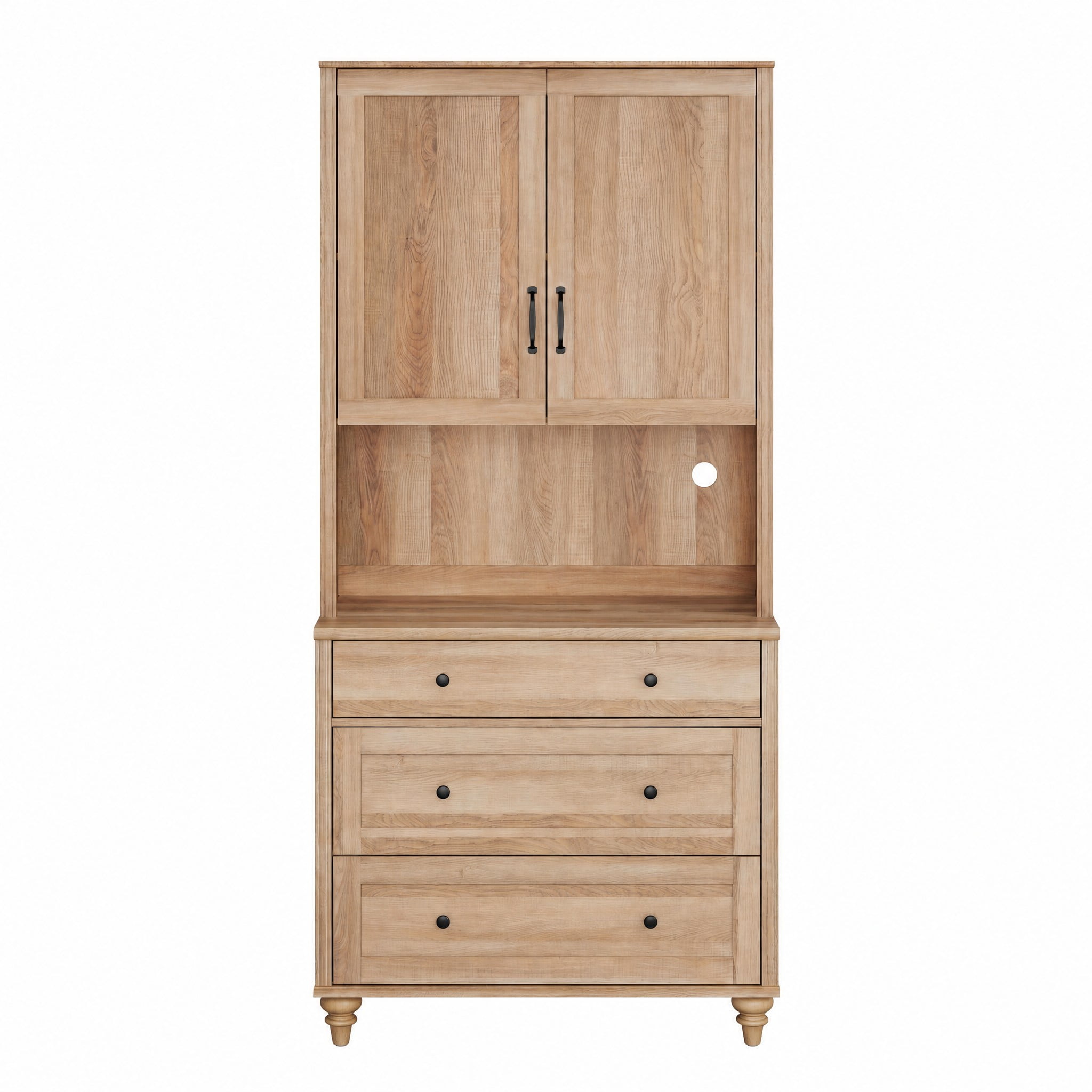 Sideboard Buffet Cabinet with Storage, Morden Bookcase with Wood Doors, Bookshelf with 3 Drawers, Farmhouse Library Wooden Bookshelves for Living Room, Office, Study Room, Oak, 72" H