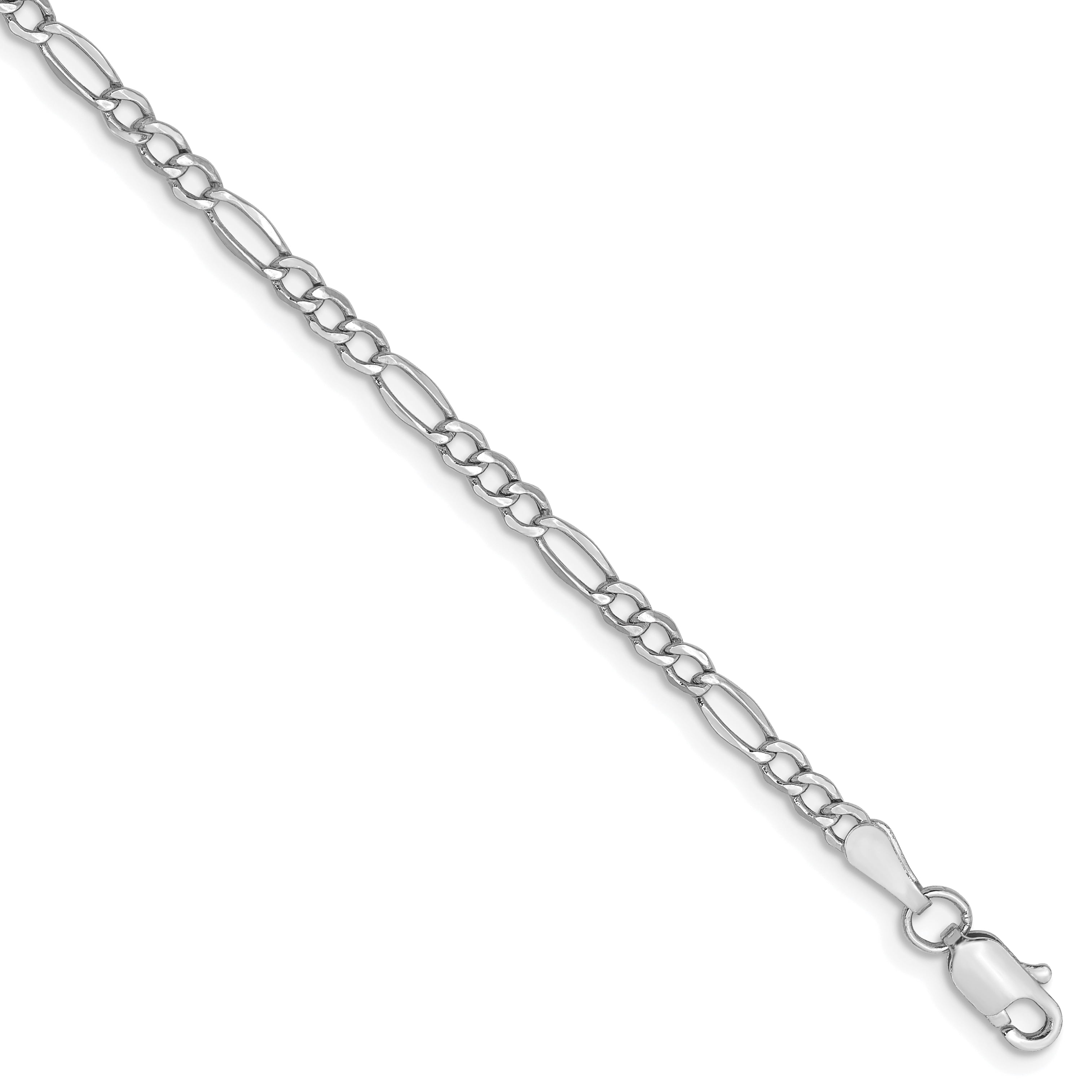 14k White Gold 2.5mm White Gold Figaro Chain Necklace 16 Inch