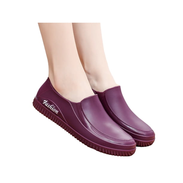 GENILU Women's Lightweight Waterproof Slip On Garden Shoes Outdoor Warm Cotton Lining Flat Work