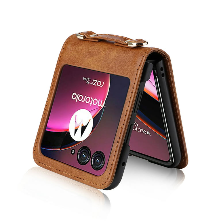 ELEHOLD Motorola Razr 40 Ultra Wallet Crossbody Case, Premium PU Leather  Cards Holder Shockproof Protective Adjustable Shoulder Strap Leather Phone  Case for Motorola Razr 40 Ultra - Black 