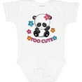 thumbnail image 3 of Inktastic Too Cute Baby Panda with Flowers Girls Baby Bodysuit, 3 of 5